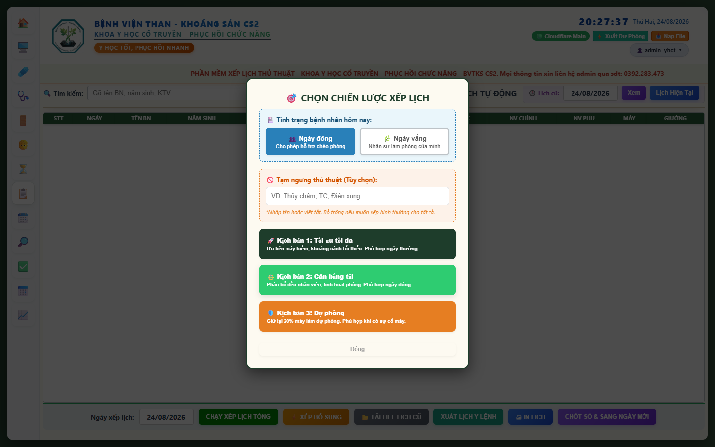 Hộp Thoại Chọn Chiến Lược Xếp Lịch